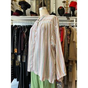 1970s pinstriped cotton tunic by jones size large hippie boho candy striped 38